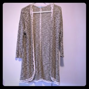 Black and cream cardigan with lace detail